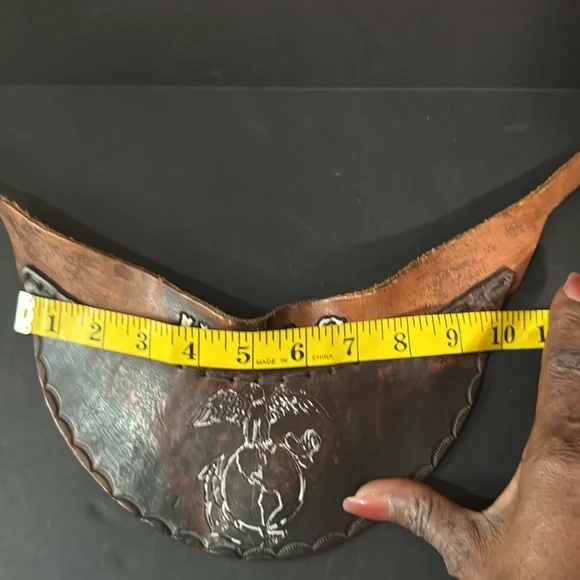 Vintage Leather Tooled USMC Leather Visor - Picture 11 of 15